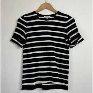 Madewell XS Black White Striped Wool Blend Sweater Tee Preppy French Girl